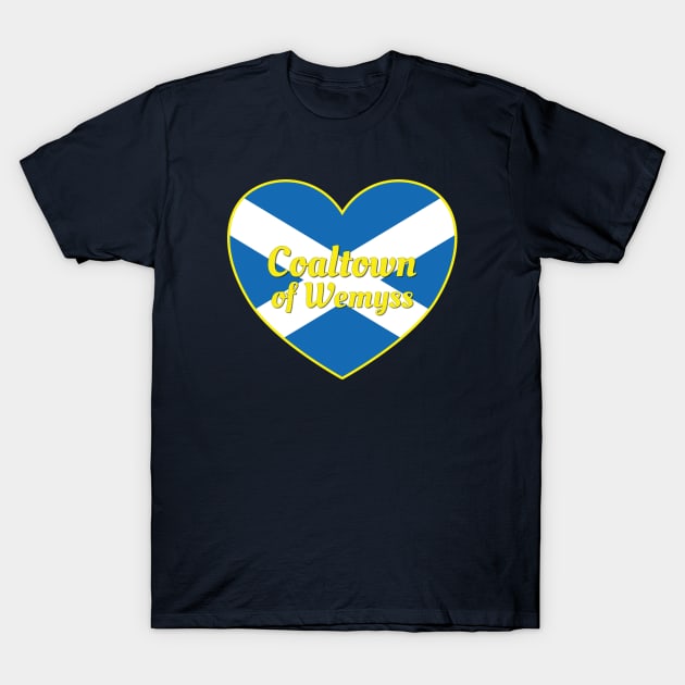 Coaltown of Wemyss Scotland UK Scotland Flag Heart T-Shirt by DPattonPD